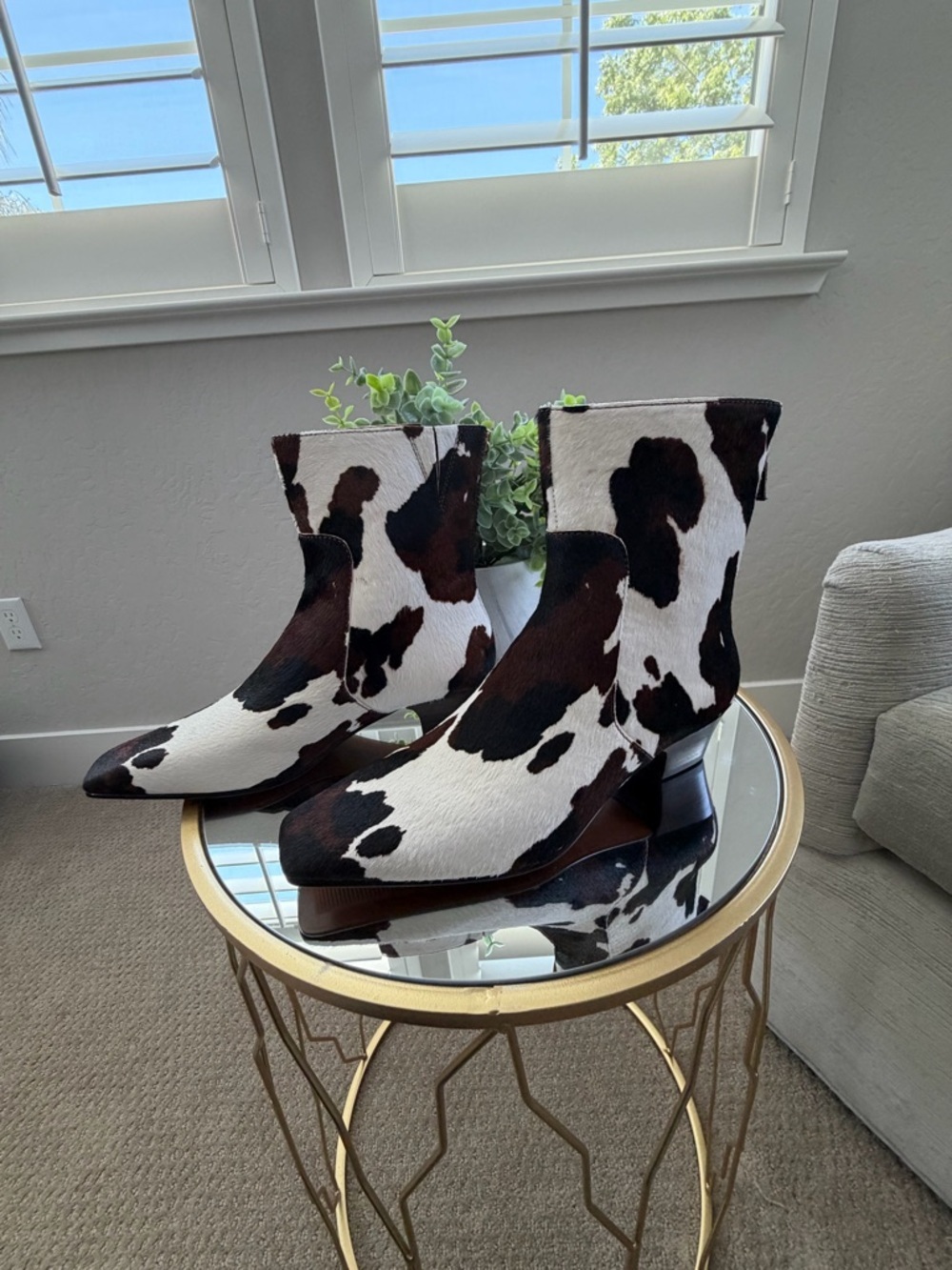 Madewell Lexie Ankle Boot Haircalf Calf Hair Animal Print Bootie Dark Carob 6